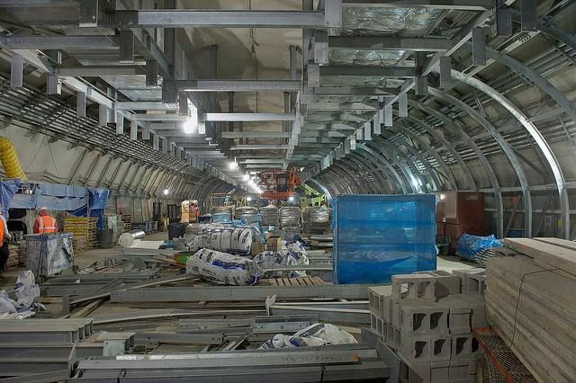 This is a view of the future mezzanine of the new station at 34th Street and Eleventh Avenue in west Midtown Manhattan.
